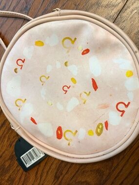 Pink Round Crossbody Bag with Abstract Print